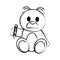 Grunge bear teddy cute toy with crayon