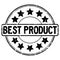 Grunge black best product word with star icon round rubber stamp on white background