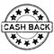 Grunge black cash back word with star icon round rubber stamp on white background
