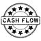 Grunge black cash flow word with star icon round rubber stamp on white background