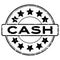 Grunge black cash word with star icon rubber seal stamp on white backgroudn