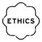 Grunge black ethics word rubber stamp on white background