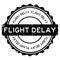 Grunge black flight delay word round rubber stamp on white background