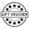 Grunge black gift voucher word with star icon round rubber stamp on white background