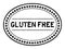 Grunge black gluten free word oval rubber stamp on white background