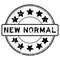 Grunge black new normal word with star icon round rubber stamp on white background