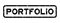 Grunge black portfolio word square rubber stamp on white background