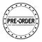 Grunge black pre order word with star icon round rubber stamp on white background