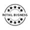 Grunge black retail business word with star icon round rubber stamp on white background