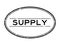 Grunge black supply word oval rubber stamp on white background