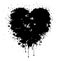 Grunge black vector heart with paint drips