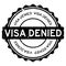 Grunge black visa denied word round rubber stamp on white background