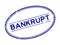Grunge blue bankrupt word oval rubber stamp on white background