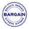 Grunge blue bargain word round rubber stamp on white background