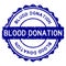 Grunge blue blood donation word round rubber stamp on white background