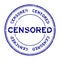 Grunge blue censored word round rubber stamp on white background