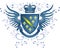 Grunge blue coat of arms with Fleur-de-lis