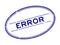 Grunge blue error word oval rubber stamp on white background