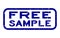 Grunge blue free sample word square rubber stamp on white background