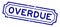 Grunge blue overdue word square rubber stamp on white background