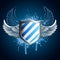 Grunge blue shield emblem