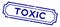 Grunge blue toxic word rubber stamp on white background