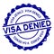 Grunge blue visa denied word round rubber stamp on white background