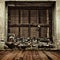 Grunge boarded up window and wooden floor