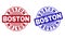 Grunge BOSTON Textured Round Stamps