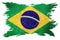 Grunge Brasil flag. Brazilian flag with grunge texture. Brush stroke