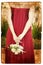 Grunge bride in red silk dress