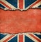 Grunge British flag on ripped paper with big copyspace