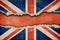 Grunge British flag on ripped or torn paper