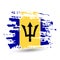 Grunge brush stroke with Barbados national flag