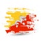 Grunge brush stroke with Bhutan national flag