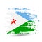 Grunge brush stroke with Djibouti national flag