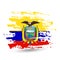 Grunge brush stroke with Ecuador national flag