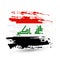 Grunge brush stroke with Iraq national flag