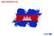 Grunge Brush Stroke Vecctor Design on Painted Of Cambodia Flag