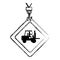 Grunge caution diamond emblem with laborer in forklift