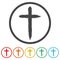 Grunge Christian cross icon. Set icons colorful