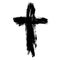 Grunge Christian Religion Cross. Black Paint. Vector. Brush painted black icon. Hand-painted cross