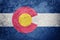 Grunge Colorado state flag. Colorado flag background grunge text