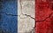 Grunge country flag illustration cracked concrete background / France