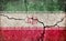 Grunge country flag illustration cracked concrete background /  Iran