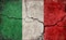 Grunge country flag illustration cracked concrete background / Italy