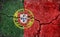 Grunge country flag illustration cracked concrete background / Portugal