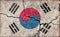 Grunge country flag illustration cracked concrete background / South korea