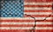 Grunge country flag illustration cracked concrete background / USA, United states of America