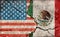 Grunge country flag illustration cracked concrete background / USA vs Mexico Political or economic conflict